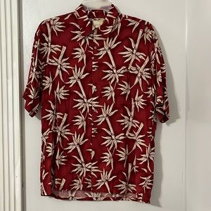 Saddlebread Hawaiian 100% rayon bamboo print man shirt size L